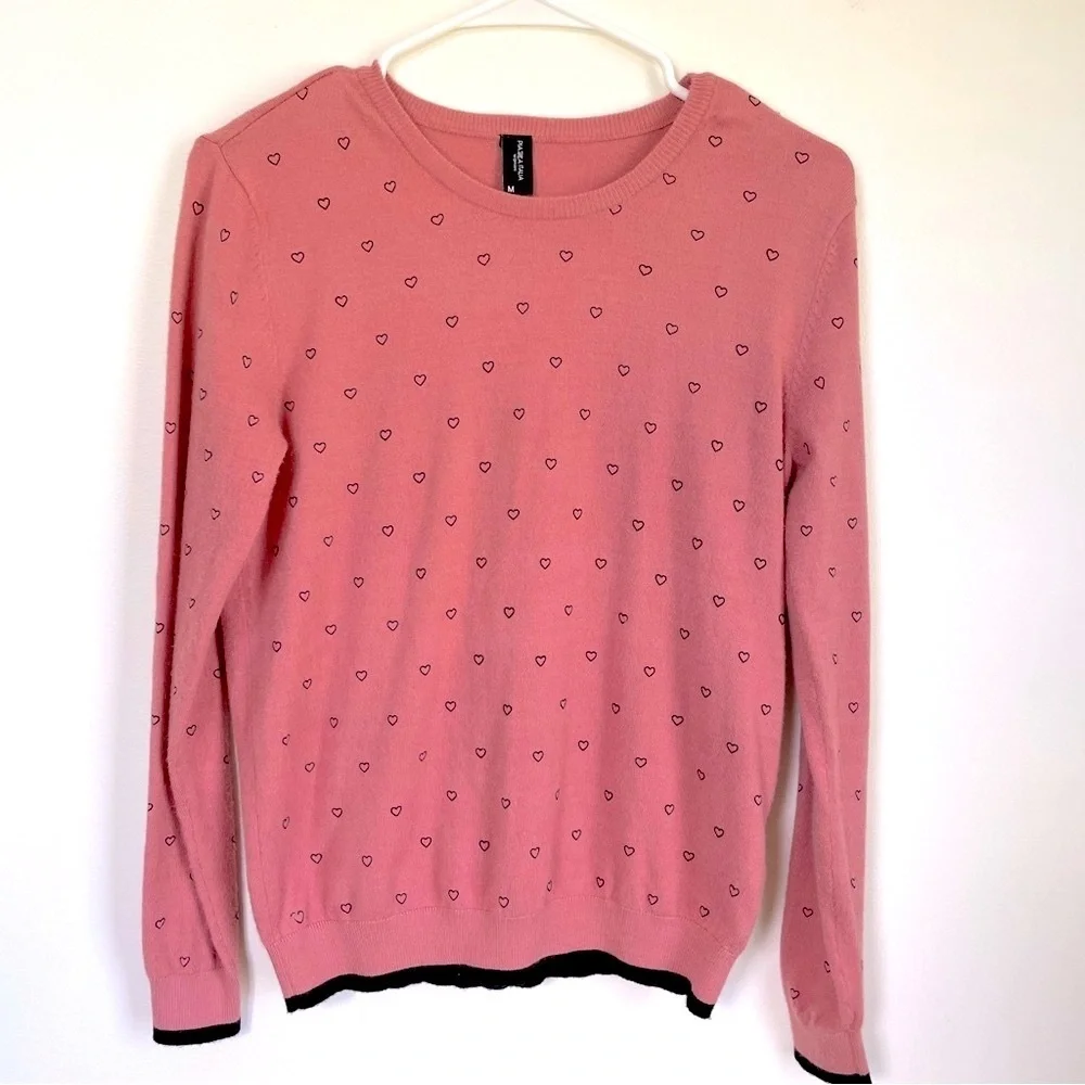 Piazza Italia crew neck pink with hearts sweater